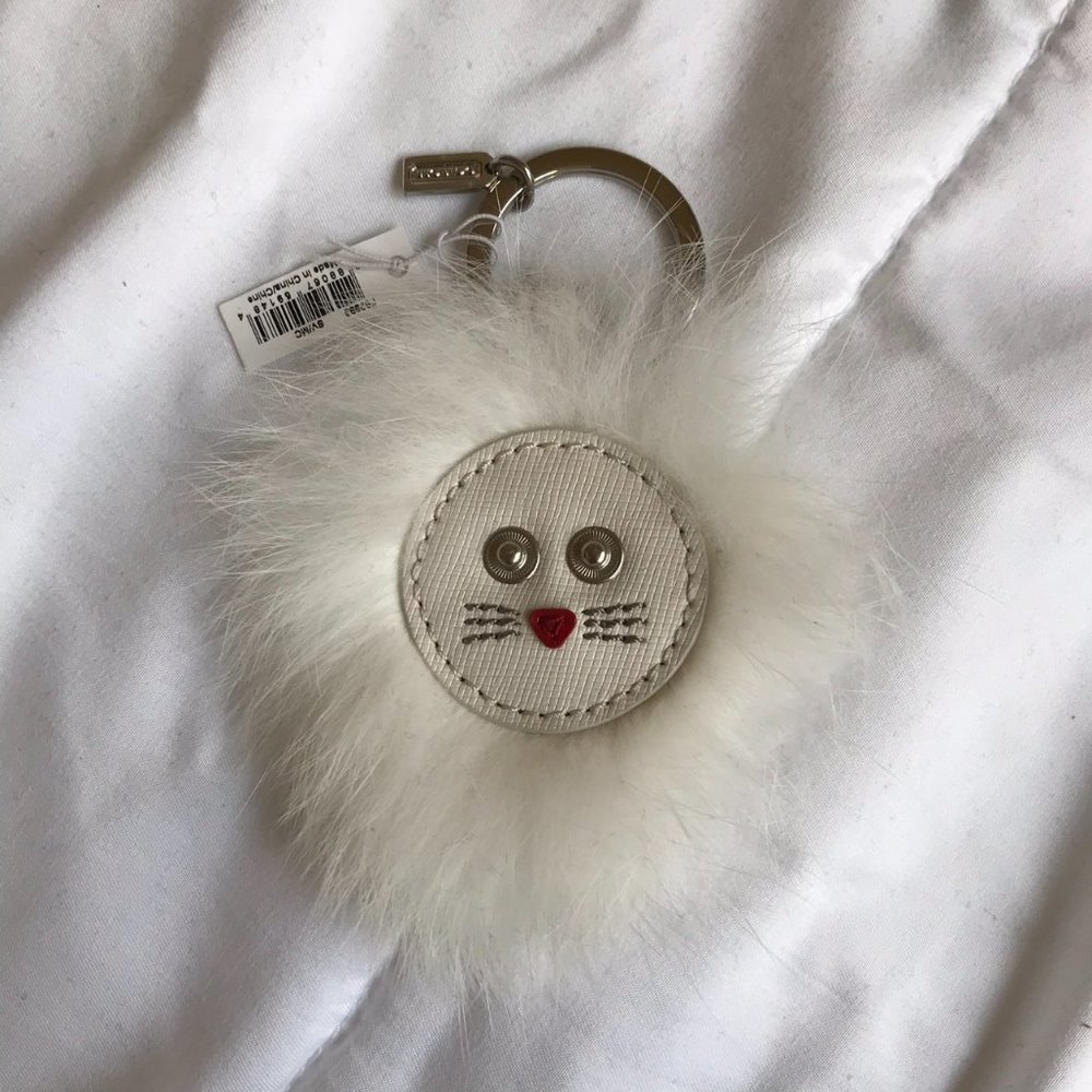Coach White Fluffy Lion Keychain 🦁